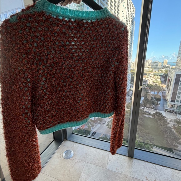 Stylish Brown and Green Women's Sweater - Picture 3 of 3